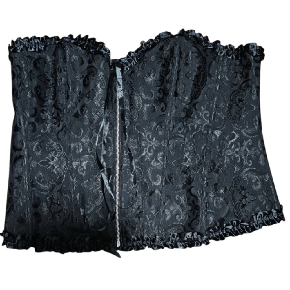 Adore Me Zip‎ Up front lace up back Corset Bustier